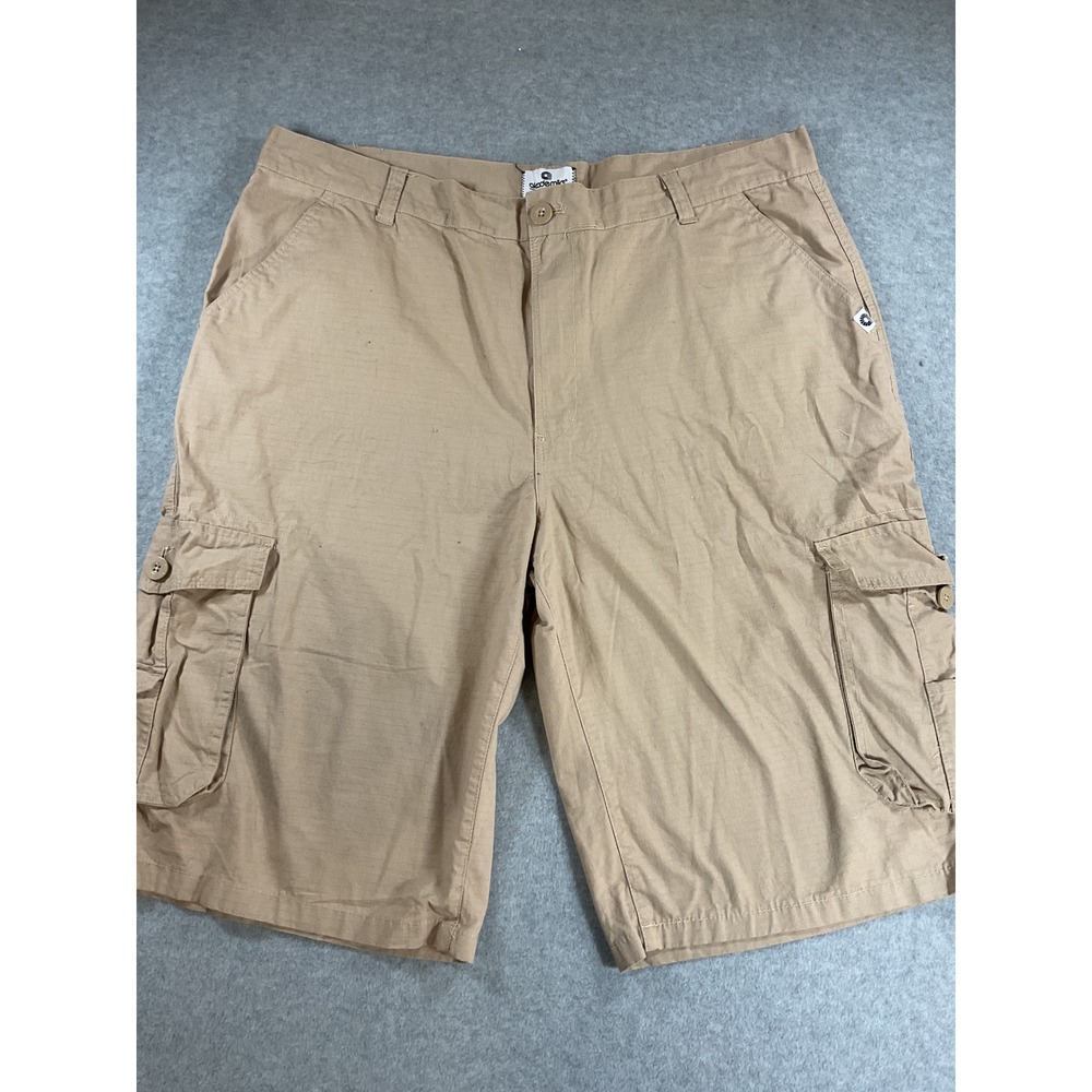 Akademiks Mens Cargo Shorts Tan Khaki Ripstop Cotton Relaxed Fit Size 44 1991